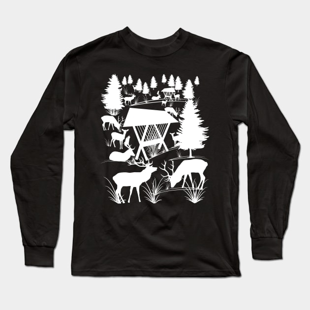 deer, roe deer, tree, antler, animals, hunting Long Sleeve T-Shirt by rh_naturestyles